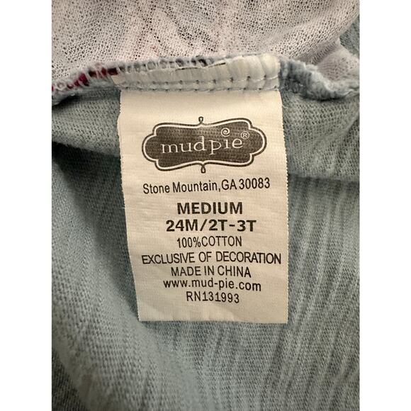 Mud Pie Blue Navy Red Firetruck Applique Raglan Cotton Knit Tee Top Boy 24M/2T - Picture 8 of 8